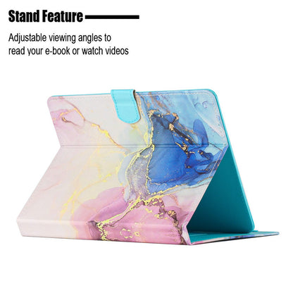 10-inch Tablet Universal PU Leather Case Stitching Marble Pattern Anti-scratch Protective Cover with Stand Card Holder