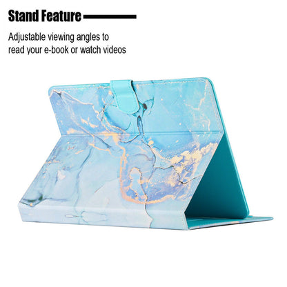 10-inch Tablet Universal PU Leather Case Stitching Marble Pattern Anti-scratch Protective Cover with Stand Card Holder