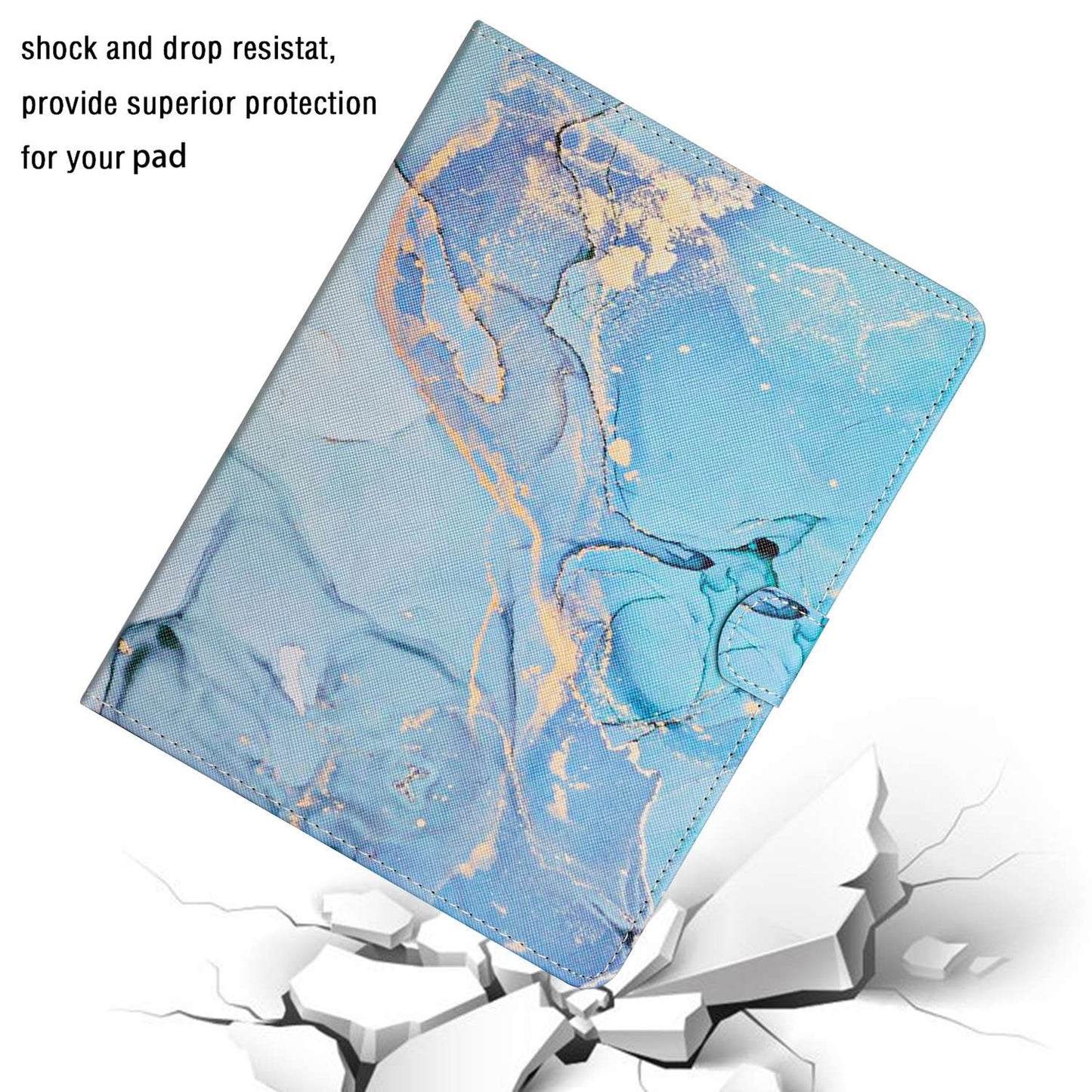 10-inch Tablet Universal PU Leather Case Stitching Marble Pattern Anti-scratch Protective Cover with Stand Card Holder