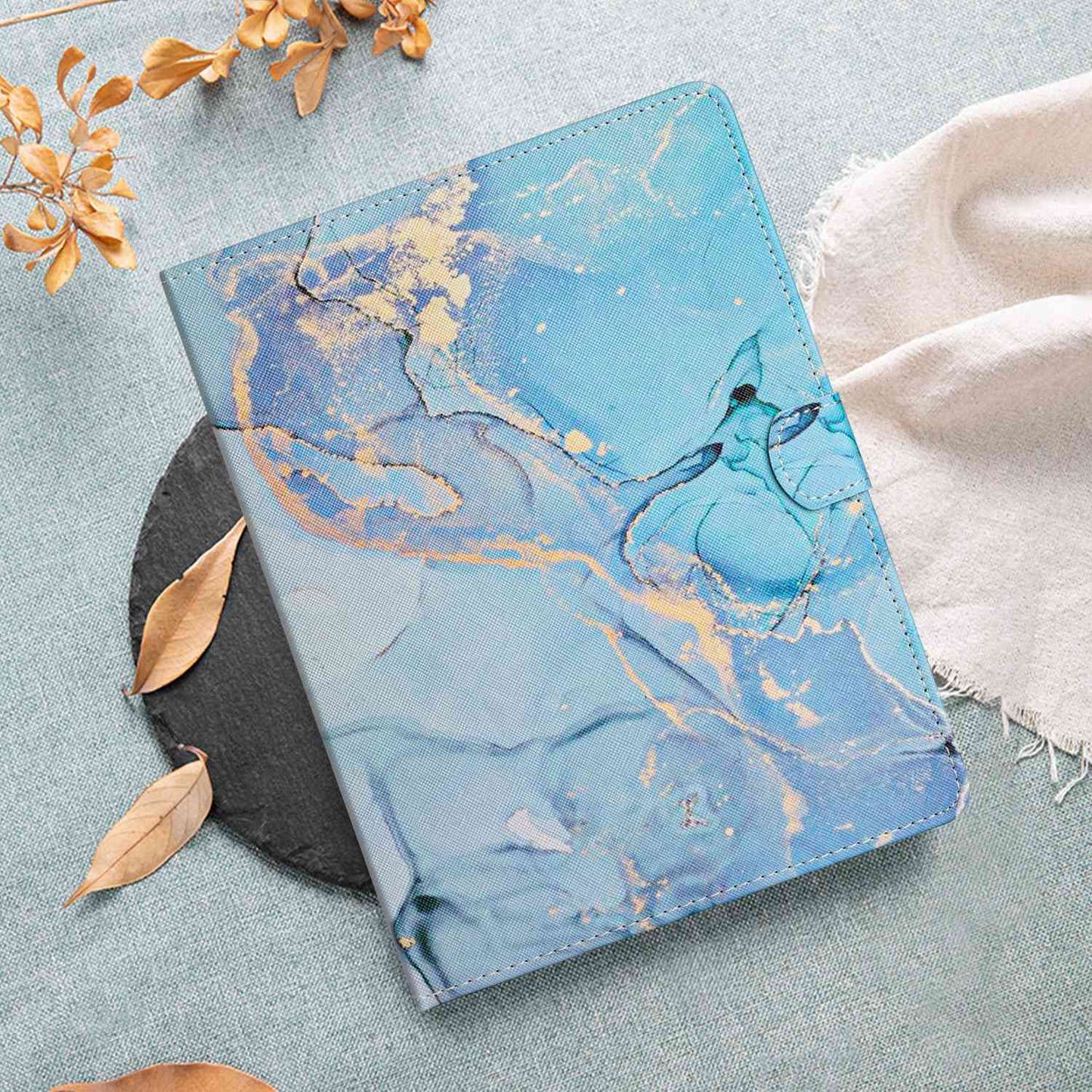10-inch Tablet Universal PU Leather Case Stitching Marble Pattern Anti-scratch Protective Cover with Stand Card Holder