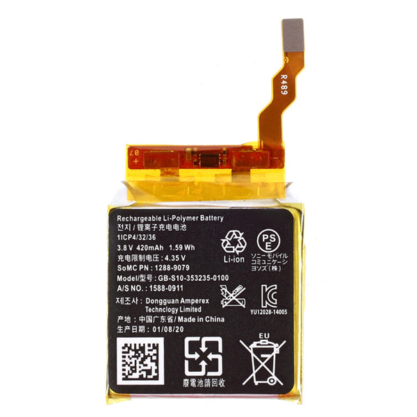 For Sony SmartWatch 3 SW3 SWR50 3SAS 3.80V 420mAh Li-Polymer Battery Assembly Part (Encode: S10-353235) (without Logo)