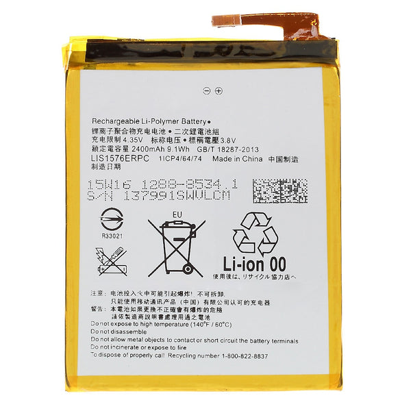 3.8V 2400mAh Phone Battery for Sony Xperia M4 Aqua LIS1576ERPC Battery Replacement Part (Without Logo)