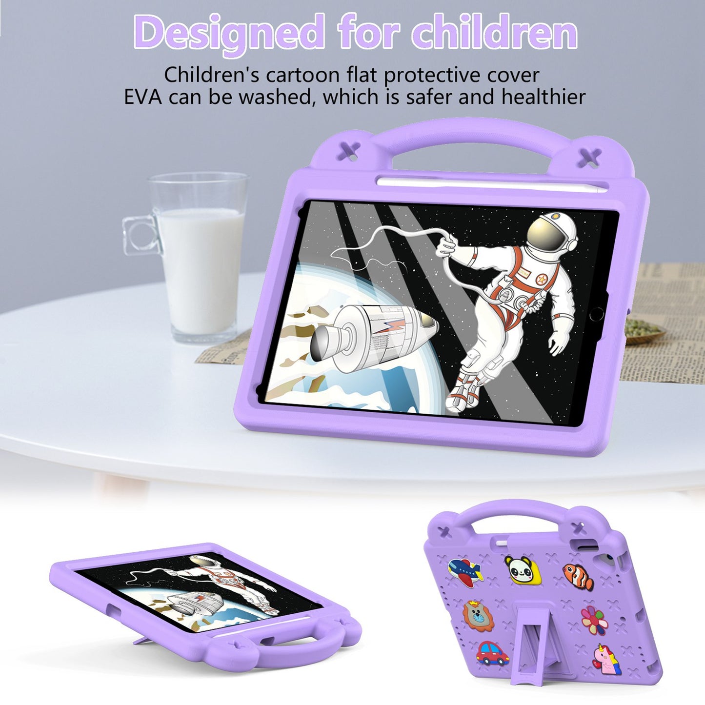 For iPad 10.2 (2021) / (2019) / (2020) Portable EVA Case Shockproof Tablet Cover Anti-Scratch Case with Kickstand