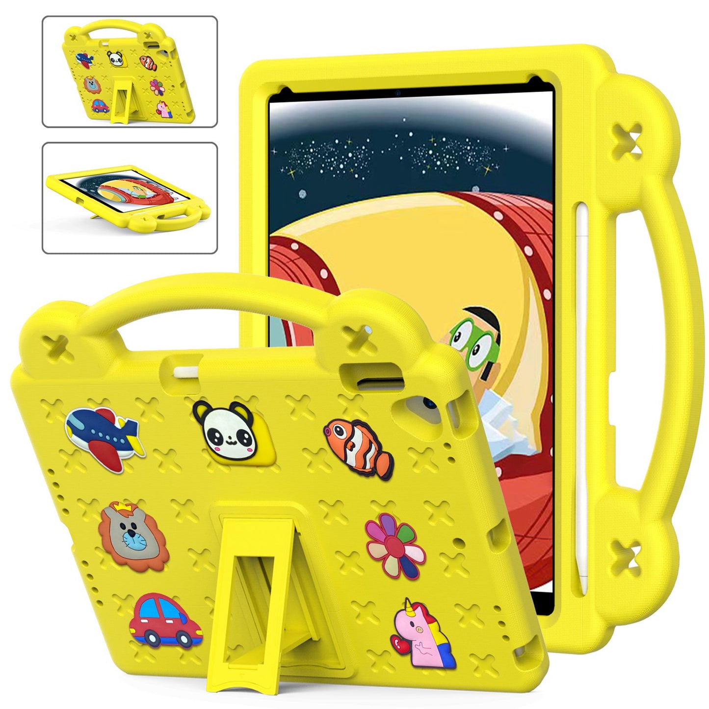 For iPad 10.2 (2021) / (2019) / (2020) Portable EVA Case Shockproof Tablet Cover Anti-Scratch Case with Kickstand