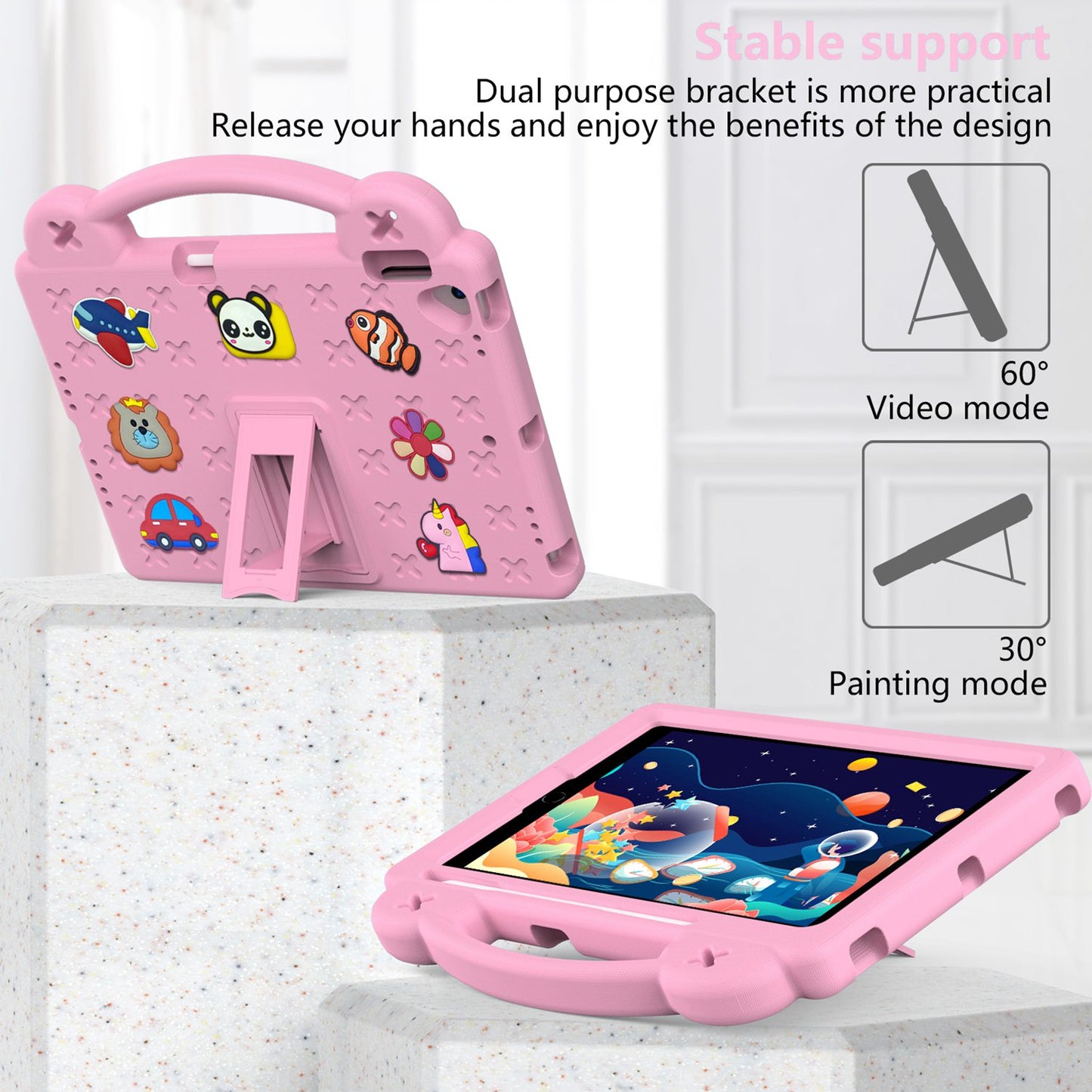 For iPad 10.2 (2021) / (2019) / (2020) Portable EVA Case Shockproof Tablet Cover Anti-Scratch Case with Kickstand