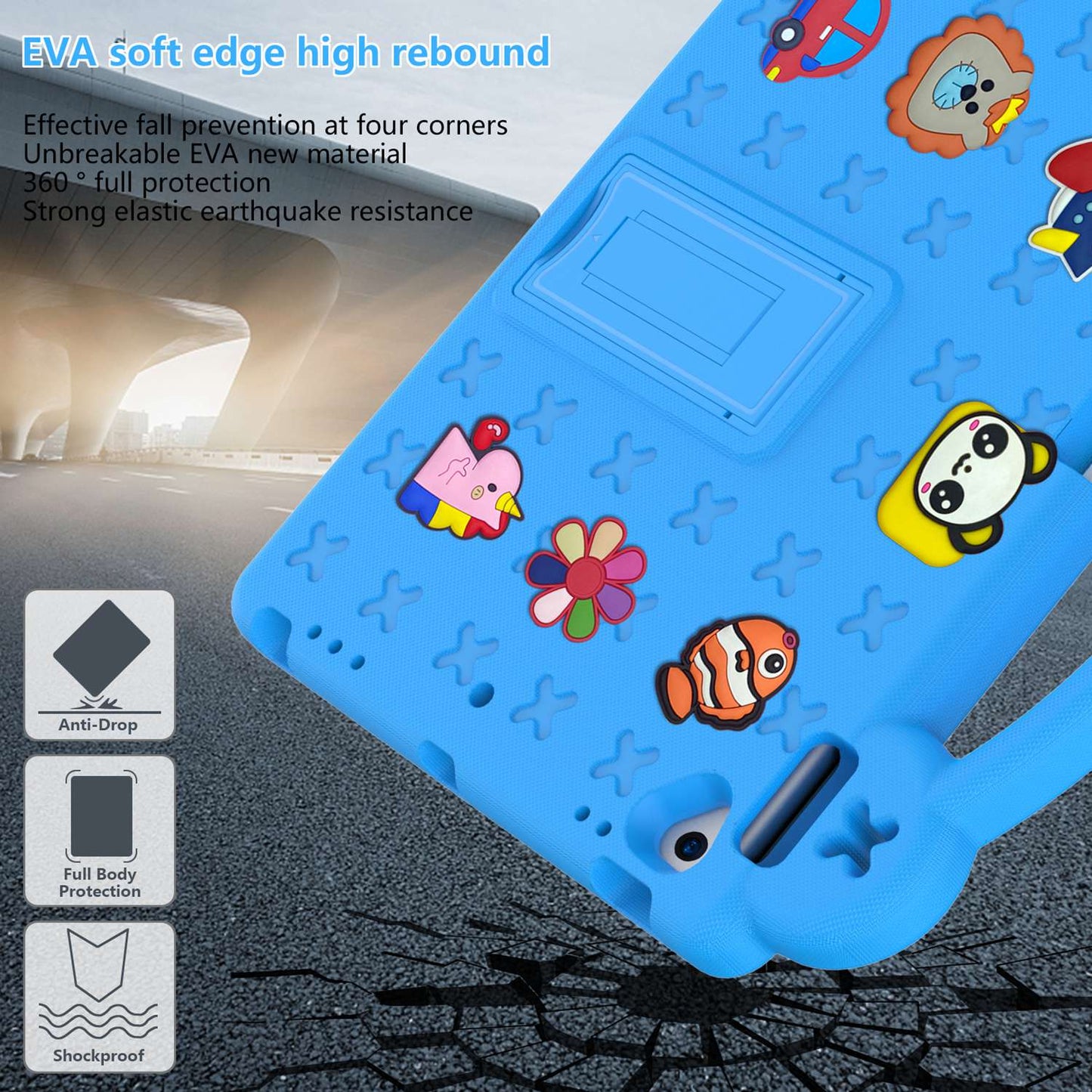 For iPad 10.2 (2021) / (2019) / (2020) Portable EVA Case Shockproof Tablet Cover Anti-Scratch Case with Kickstand