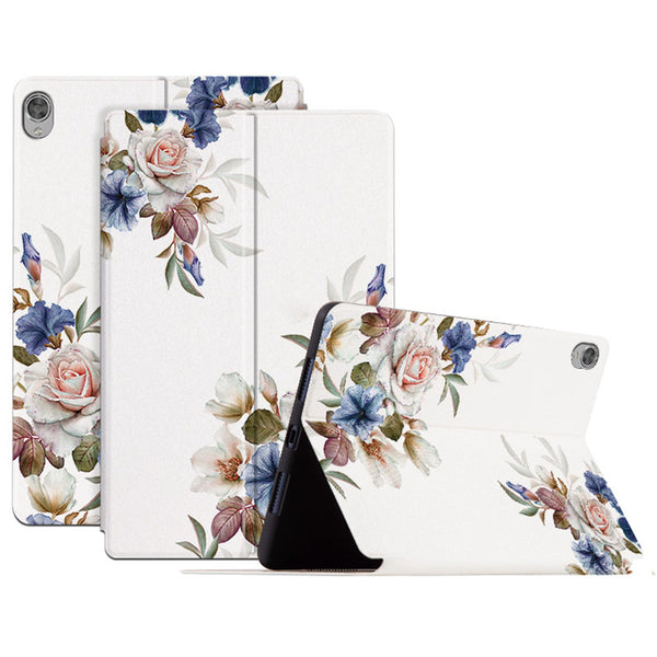 For Lenovo Tab M10 TB-X605F / X505 10.1-inch Well-protected Flower Pattern Printed Tablet Case Leather + TPU Anti-drop Folio Flip Cover with Stand