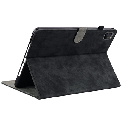 For iPad Air (2020) / (2022)  /  Pro 11-inch (2018) / (2020) / (2021) Anti-Fall Case Cute Tiger Pattern Imprinted TPU+PU Leather Cover with Stand / Card Slot, Auto Wake / Sleep Tablet Case