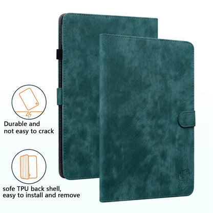 For iPad Air (2020) / (2022)  /  Pro 11-inch (2018) / (2020) / (2021) Anti-Fall Case Cute Tiger Pattern Imprinted TPU+PU Leather Cover with Stand / Card Slot, Auto Wake / Sleep Tablet Case
