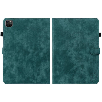 For iPad Air (2020) / (2022)  /  Pro 11-inch (2018) / (2020) / (2021) Anti-Fall Case Cute Tiger Pattern Imprinted TPU+PU Leather Cover with Stand / Card Slot, Auto Wake / Sleep Tablet Case