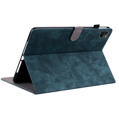For iPad Air (2020) / (2022)  /  Pro 11-inch (2018) / (2020) / (2021) Anti-Fall Case Cute Tiger Pattern Imprinted TPU+PU Leather Cover with Stand / Card Slot, Auto Wake / Sleep Tablet Case