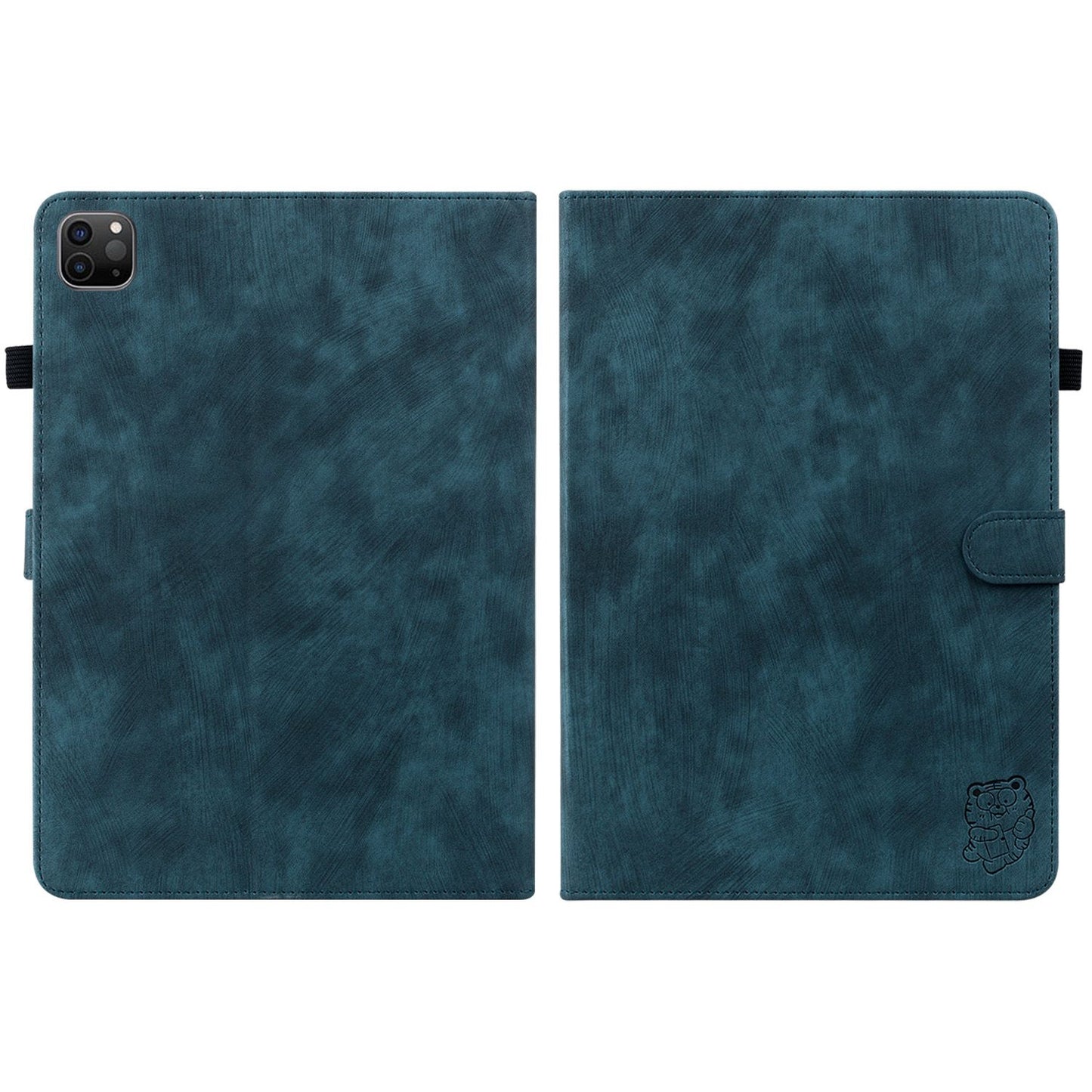 For iPad Air (2020) / (2022)  /  Pro 11-inch (2018) / (2020) / (2021) Anti-Fall Case Cute Tiger Pattern Imprinted TPU+PU Leather Cover with Stand / Card Slot, Auto Wake / Sleep Tablet Case