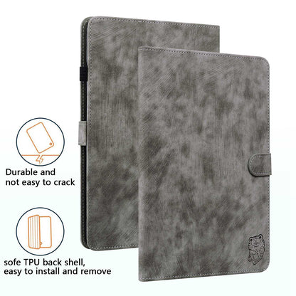 For iPad Air (2020) / (2022)  /  Pro 11-inch (2018) / (2020) / (2021) Anti-Fall Case Cute Tiger Pattern Imprinted TPU+PU Leather Cover with Stand / Card Slot, Auto Wake / Sleep Tablet Case