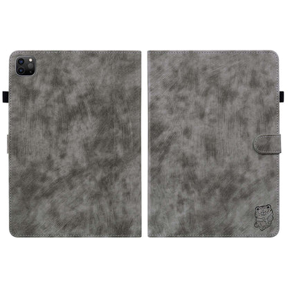 For iPad Air (2020) / (2022)  /  Pro 11-inch (2018) / (2020) / (2021) Anti-Fall Case Cute Tiger Pattern Imprinted TPU+PU Leather Cover with Stand / Card Slot, Auto Wake / Sleep Tablet Case
