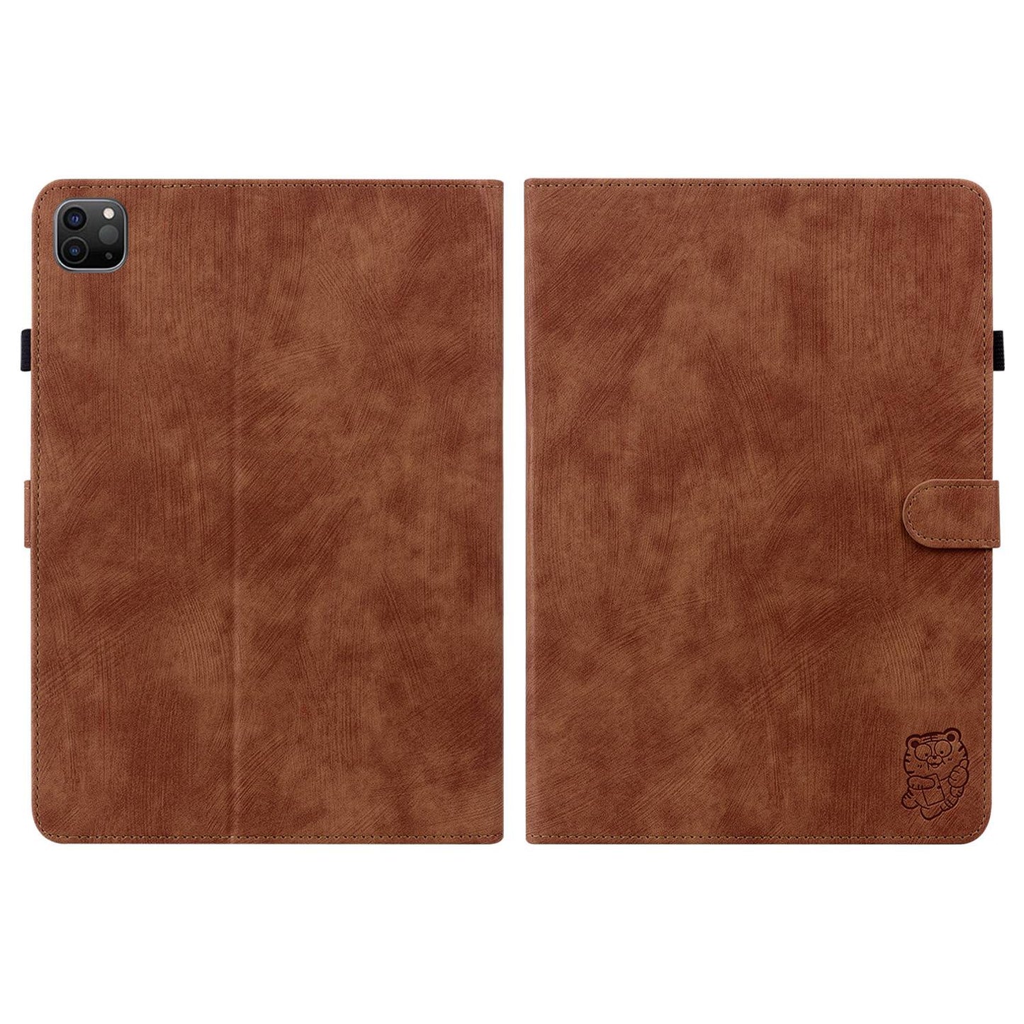 For iPad Air (2020) / (2022)  /  Pro 11-inch (2018) / (2020) / (2021) Anti-Fall Case Cute Tiger Pattern Imprinted TPU+PU Leather Cover with Stand / Card Slot, Auto Wake / Sleep Tablet Case