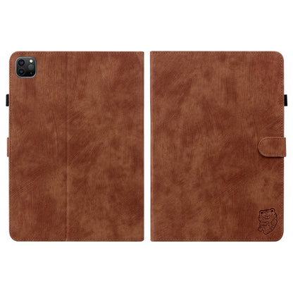 For iPad Air (2020) / (2022)  /  Pro 11-inch (2018) / (2020) / (2021) Anti-Fall Case Cute Tiger Pattern Imprinted TPU+PU Leather Cover with Stand / Card Slot, Auto Wake / Sleep Tablet Case