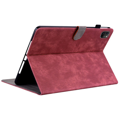 For iPad Air (2020) / (2022)  /  Pro 11-inch (2018) / (2020) / (2021) Anti-Fall Case Cute Tiger Pattern Imprinted TPU+PU Leather Cover with Stand / Card Slot, Auto Wake / Sleep Tablet Case