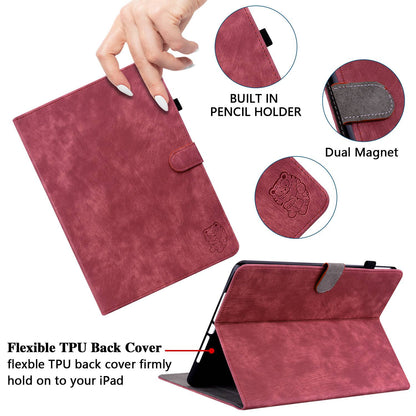 For iPad Air (2020) / (2022)  /  Pro 11-inch (2018) / (2020) / (2021) Anti-Fall Case Cute Tiger Pattern Imprinted TPU+PU Leather Cover with Stand / Card Slot, Auto Wake / Sleep Tablet Case