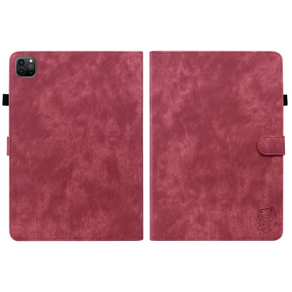 For iPad Air (2020) / (2022)  /  Pro 11-inch (2018) / (2020) / (2021) Anti-Fall Case Cute Tiger Pattern Imprinted TPU+PU Leather Cover with Stand / Card Slot, Auto Wake / Sleep Tablet Case