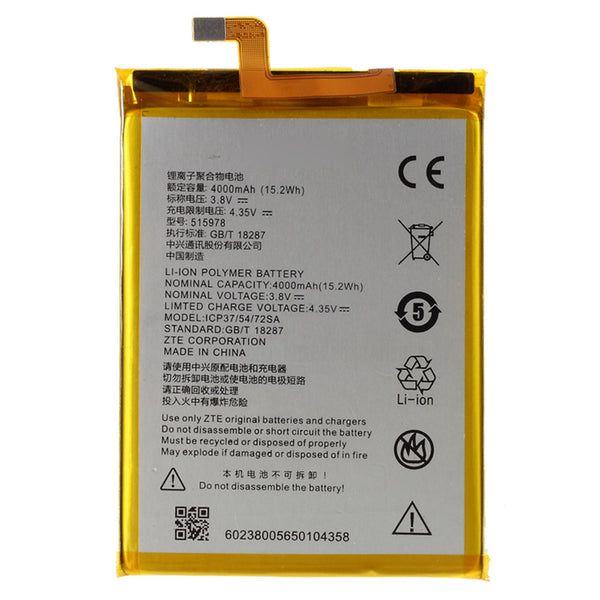 For ZTE Blade X3 Q519T 3.8V 4000 mAh Rechargeable Li-ion Battery Replacement Part (Encode: 515978) (without Logo)