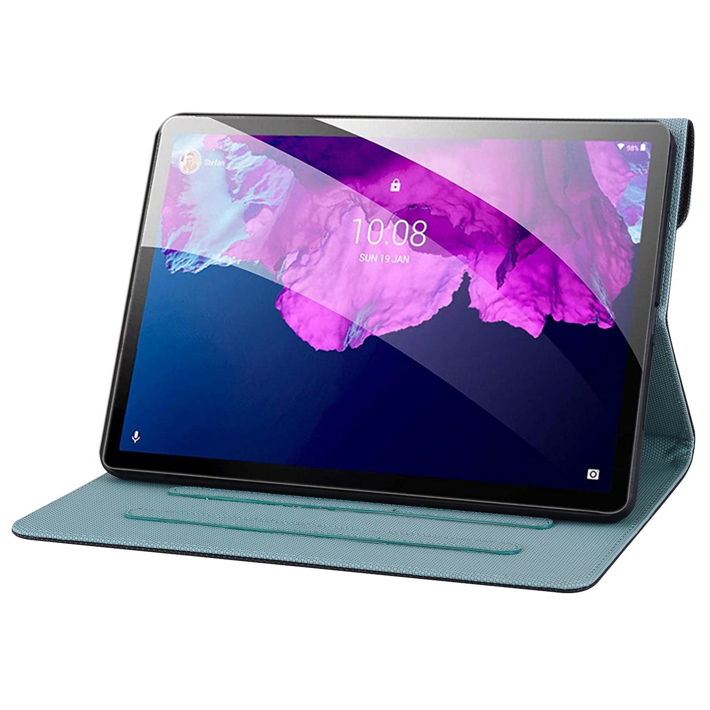 For Lenovo Tab P11 TB-J606F / Tab P11 5G Stand Tablet Case Business Style Splicing Anti-drop Protective Cover with Card Holder and Pen Holder Loop
