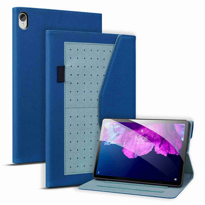 For Lenovo Tab P11 TB-J606F / Tab P11 5G Stand Tablet Case Business Style Splicing Anti-drop Protective Cover with Card Holder and Pen Holder Loop