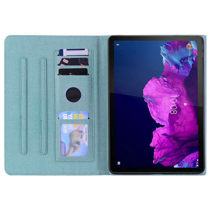 For Lenovo Tab P11 TB-J606F / Tab P11 5G Stand Tablet Case Business Style Splicing Anti-drop Protective Cover with Card Holder and Pen Holder Loop
