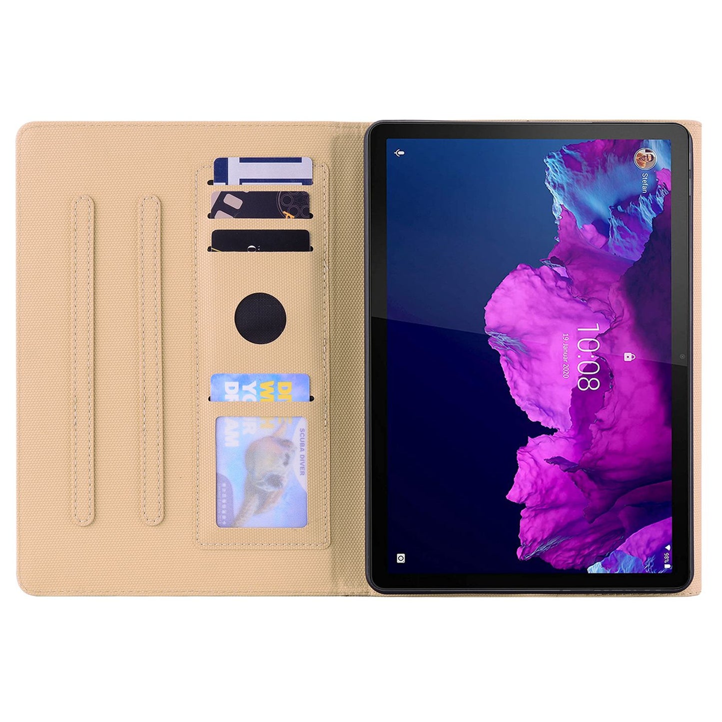 For Lenovo Tab P11 TB-J606F / Tab P11 5G Stand Tablet Case Business Style Splicing Anti-drop Protective Cover with Card Holder and Pen Holder Loop