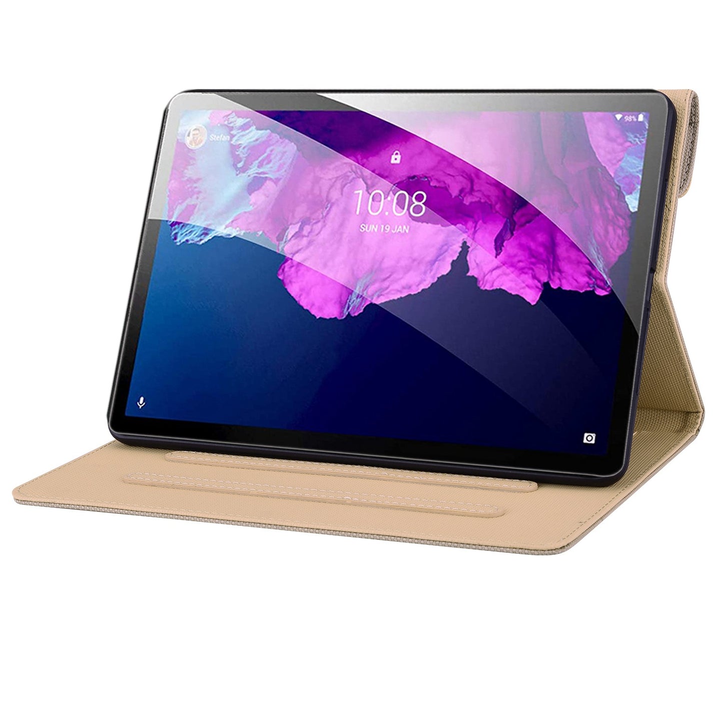 For Lenovo Tab P11 TB-J606F / Tab P11 5G Stand Tablet Case Business Style Splicing Anti-drop Protective Cover with Card Holder and Pen Holder Loop