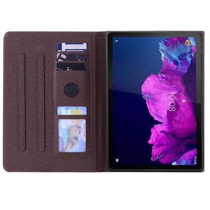 For Lenovo Tab P11 TB-J606F / Tab P11 5G Stand Tablet Case Business Style Splicing Anti-drop Protective Cover with Card Holder and Pen Holder Loop
