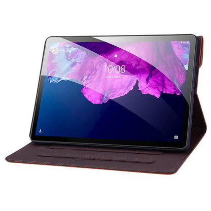 For Lenovo Tab P11 TB-J606F / Tab P11 5G Stand Tablet Case Business Style Splicing Anti-drop Protective Cover with Card Holder and Pen Holder Loop