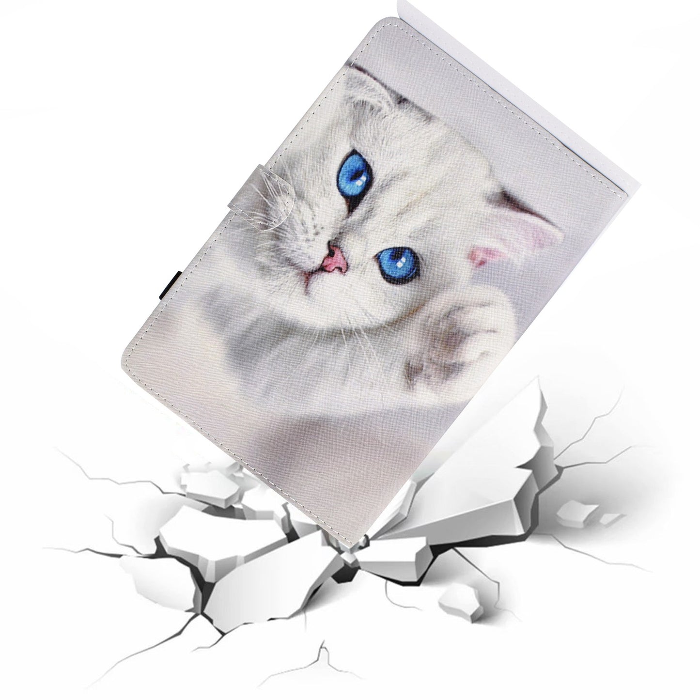 For Lenovo Tab M10 HD Gen 2 TB-X306 Stitching Leather Pattern Printing Tablet Case Card Slots Magnetic Folio Flip Stand Shell Cover with Pencil Holder