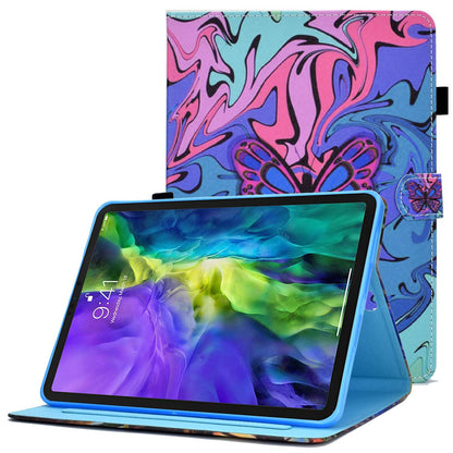 For iPad Pro 11-inch (2018) / (2020) / Air (2020) / (2022) Pattern Printing Tablet Case Stitching PU Leather Card Slots Stand Cover with Pencil Holder