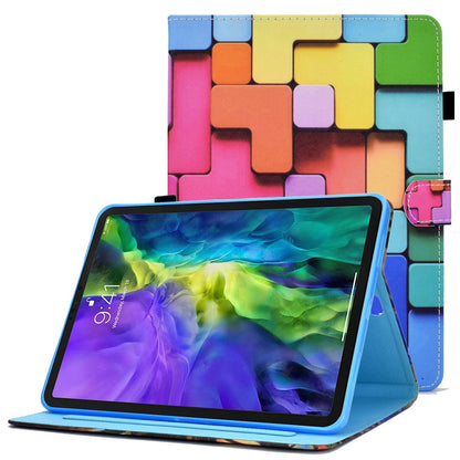 For iPad Pro 11-inch (2018) / (2020) / Air (2020) / (2022) Pattern Printing Tablet Case Stitching PU Leather Card Slots Stand Cover with Pencil Holder