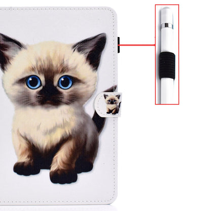 For iPad Pro 11-inch (2018) / (2020) / Air (2020) / (2022) Pattern Printing Tablet Case Stitching PU Leather Card Slots Stand Cover with Pencil Holder