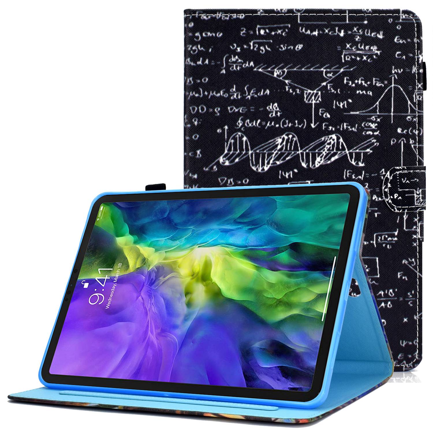 For iPad Pro 11-inch (2018) / (2020) / Air (2020) / (2022) Pattern Printing Tablet Case Stitching PU Leather Card Slots Stand Cover with Pencil Holder