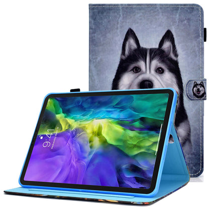 For iPad Pro 11-inch (2018) / (2020) / Air (2020) / (2022) Pattern Printing Tablet Case Stitching PU Leather Card Slots Stand Cover with Pencil Holder
