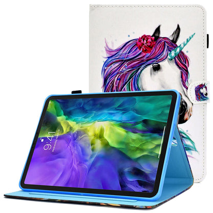 For iPad Pro 11-inch (2018) / (2020) / Air (2020) / (2022) Pattern Printing Tablet Case Stitching PU Leather Card Slots Stand Cover with Pencil Holder
