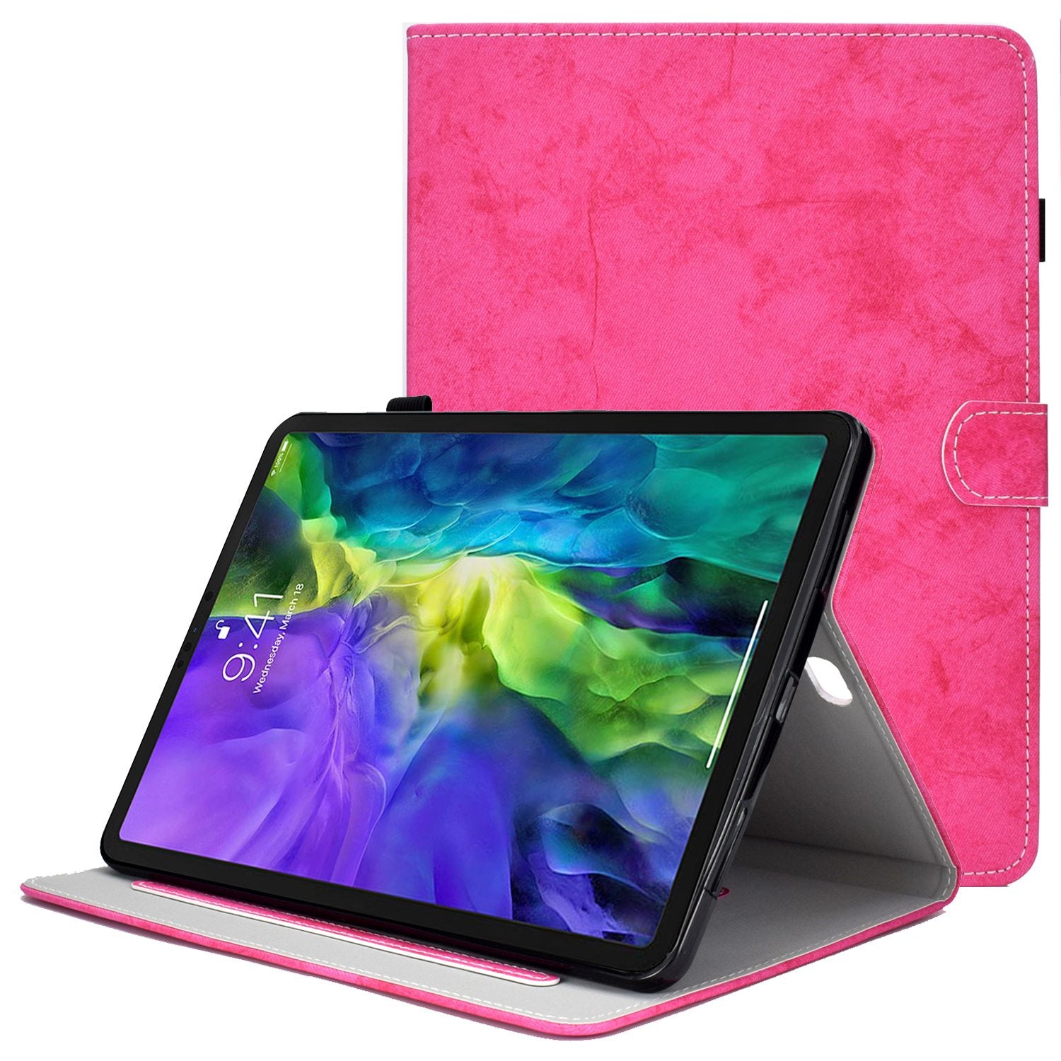 For iPad Pro 11-inch (2018) / (2020) / Air (2020) / (2022) Cloth Texture Tablet Case Solid Color PU Leather Anti-scratch Stand Flip Magnetic Cover with Card Holder