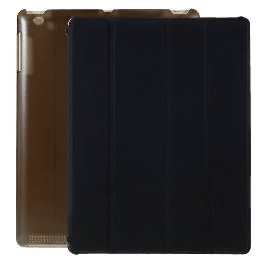 For iPad 4 / 3 / 2 Tri-fold Stand PU Leather + PC Tablet Case Auto Wake / Sleep Protective Cover