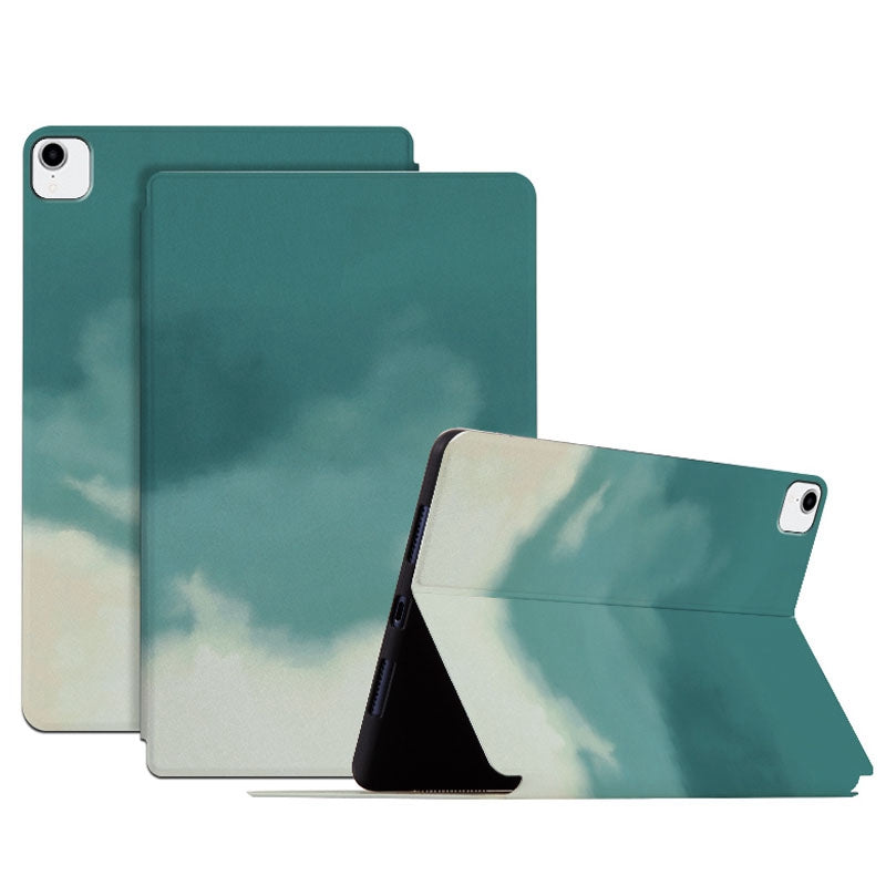 For iPad Pro  11 inch (2018) / (2020) / (2021) Watercolor Pattern Protective Cover Anti-fall Scratch-Resistnt PU Leather Tablet Case with Stand and Auto Wake  /  Sleep