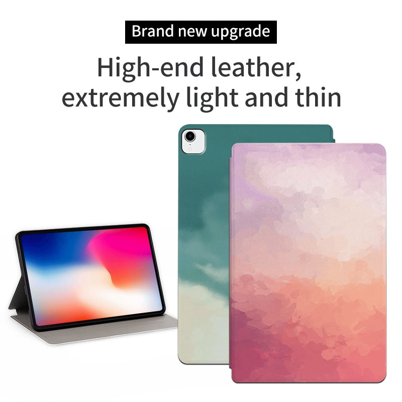 For iPad Pro  11 inch (2018) / (2020) / (2021) Watercolor Pattern Protective Cover Anti-fall Scratch-Resistnt PU Leather Tablet Case with Stand and Auto Wake  /  Sleep
