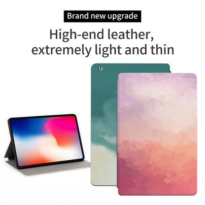 For iPad 2 / 3 / 4 9.7 inch Foldable Stand Tablet Case Watercolor Pattern PU Leather Auto Wake / Sleep Full Protection Cover