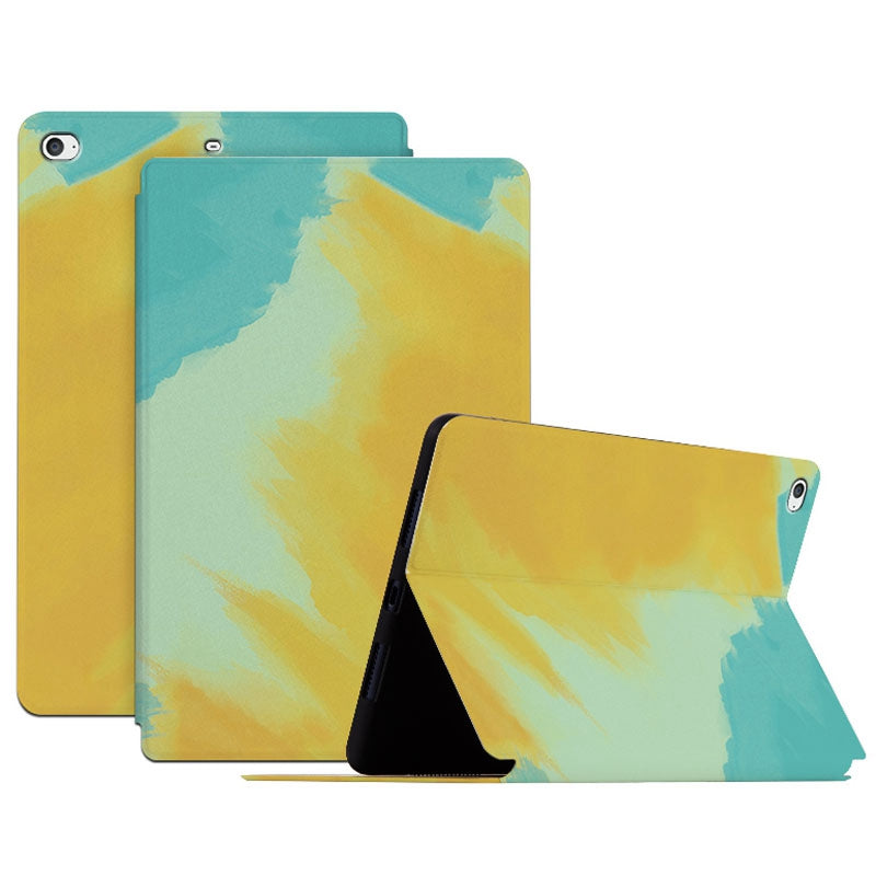 For iPad mini 4 / mini (2019) 7.9 inch Watercolor Patten Printing PU Leather Auto Wake / Sleep Shell Folio Stand Protective Cover