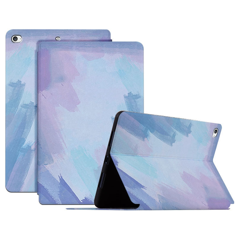 For iPad mini 4 / mini (2019) 7.9 inch Watercolor Patten Printing PU Leather Auto Wake / Sleep Shell Folio Stand Protective Cover