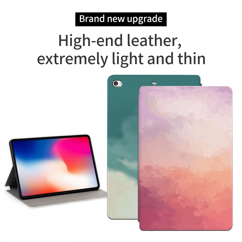 For iPad mini 4 / mini (2019) 7.9 inch Watercolor Patten Printing PU Leather Auto Wake / Sleep Shell Folio Stand Protective Cover