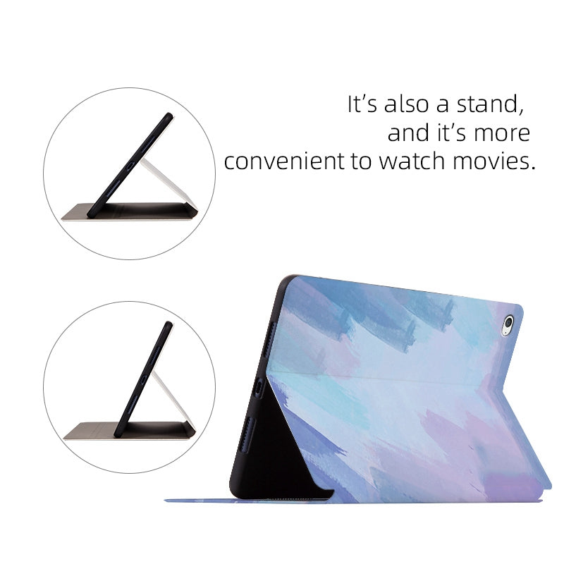 For iPad mini 4 / mini (2019) 7.9 inch Watercolor Patten Printing PU Leather Auto Wake / Sleep Shell Folio Stand Protective Cover