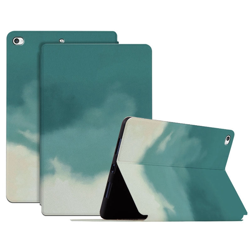 For iPad mini 4 / mini (2019) 7.9 inch Watercolor Patten Printing PU Leather Auto Wake / Sleep Shell Folio Stand Protective Cover