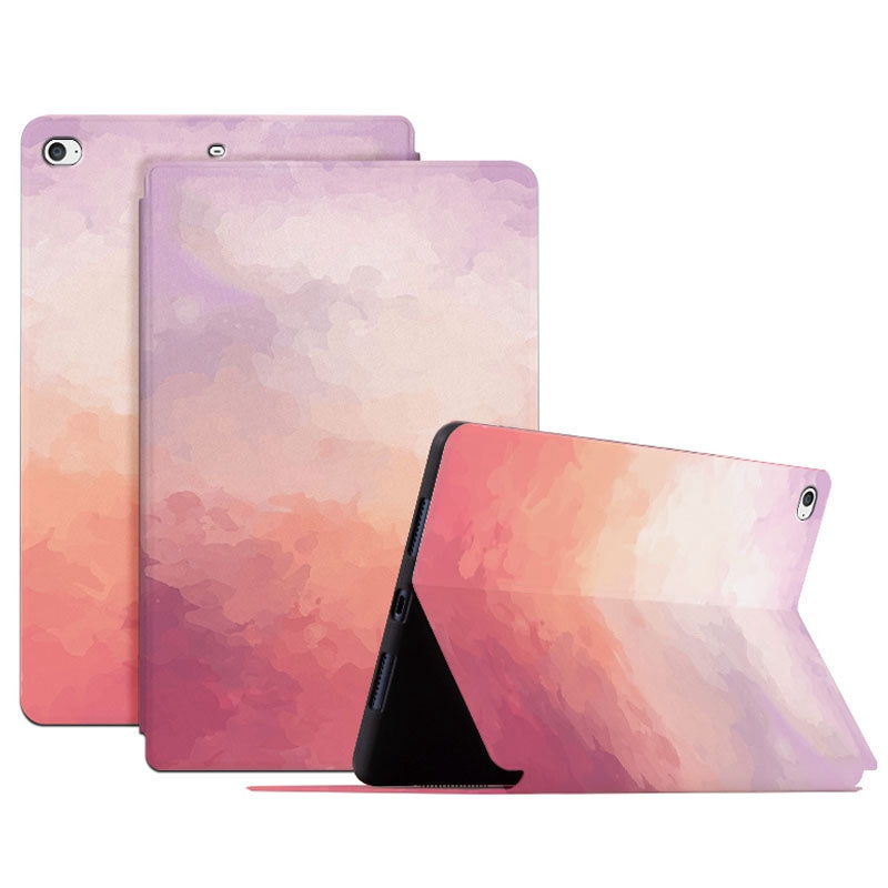 For iPad mini 4 / mini (2019) 7.9 inch Watercolor Patten Printing PU Leather Auto Wake / Sleep Shell Folio Stand Protective Cover