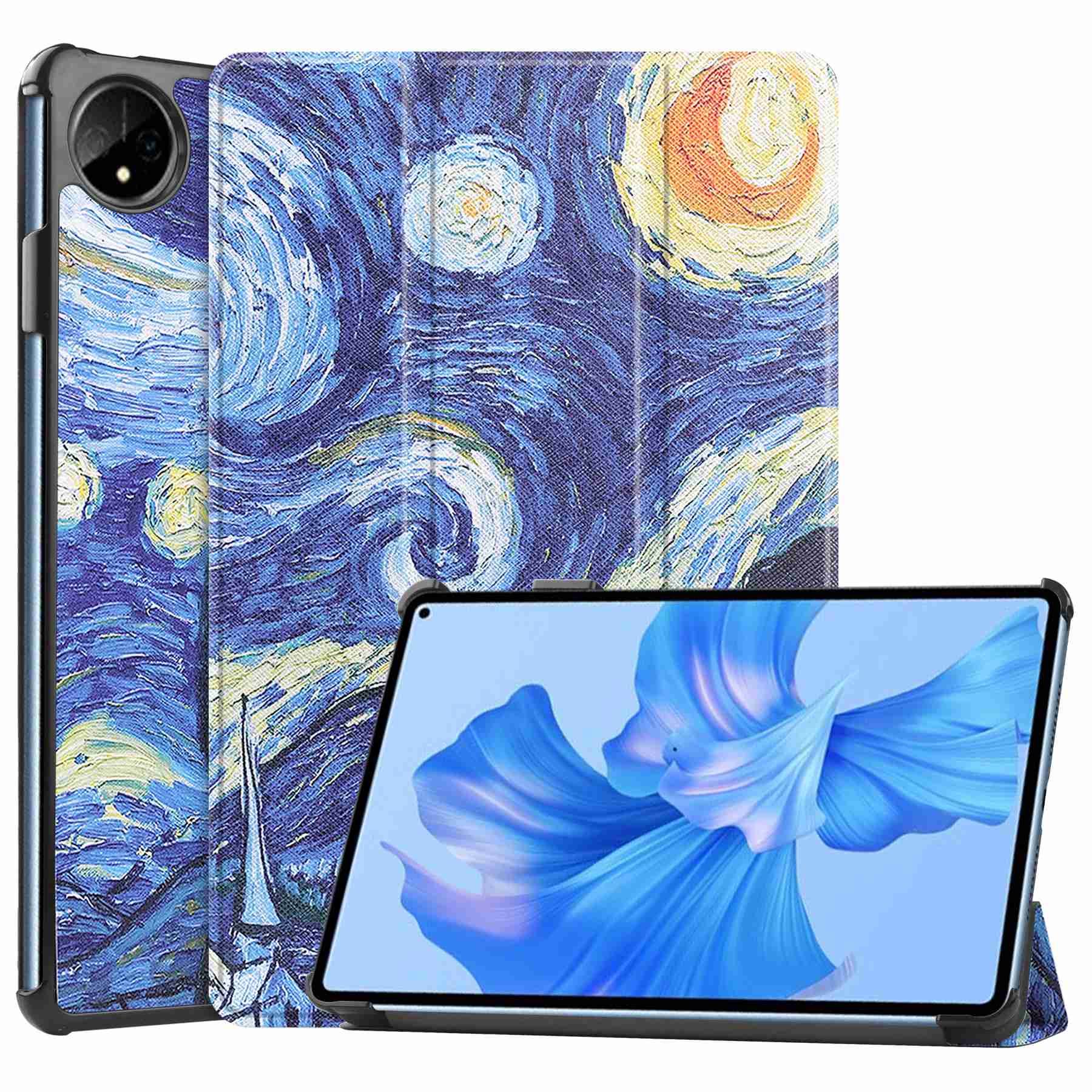 For Huawei MatePad Pro 11 (2022) Tri-fold Stand Pattern Printing Tablet Case PU Leather Anti-scratch Protective Cover